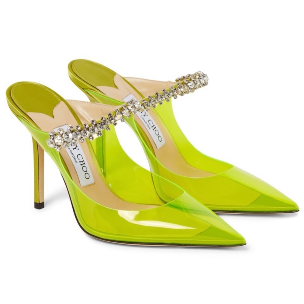 Jimmy Choo Bing 100 Neon Green PVC Heels